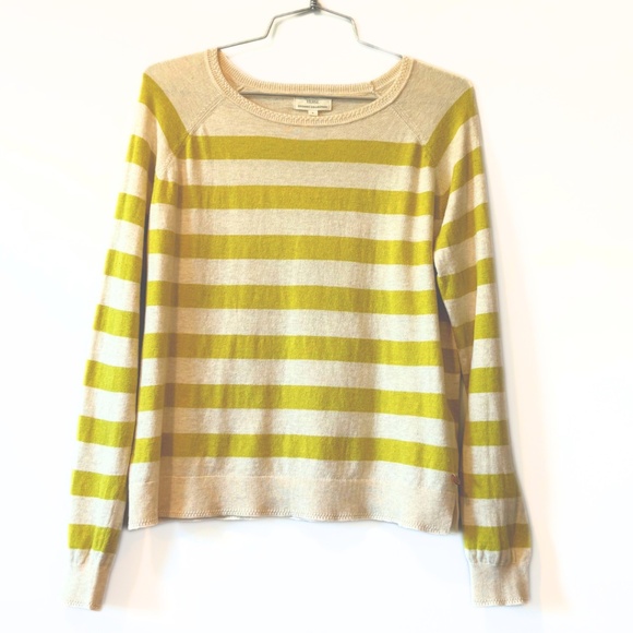 Yerse Basic Mustard Yellow Striped Organic Cotton Sweater Size S - Picture 1 of 8